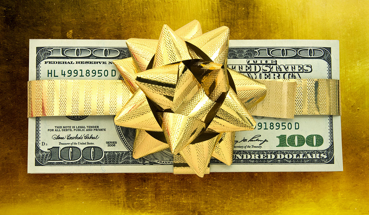 gift wrapped dollars