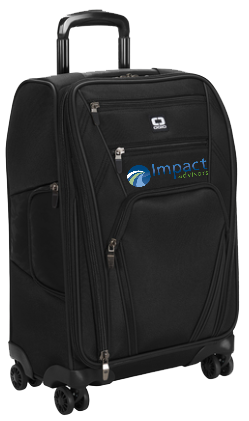 luggage embroidered with Impact Advisors logo